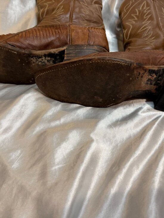 Vintage Nocona Men\'s Teju Lizard Exotic Leather Cowboy Boots Brown Size 10 main image 4